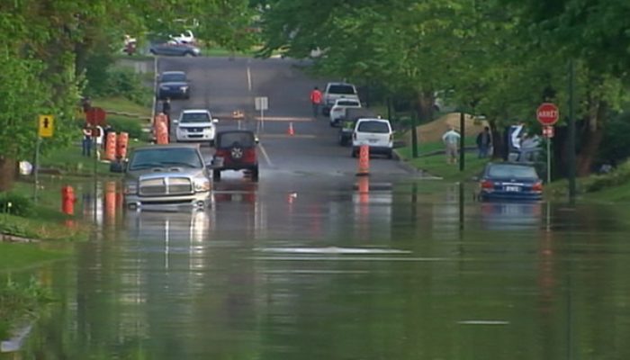 Lorette River overflowed last night in the Quebec City suburb of Ancienne-Lorette-cbc